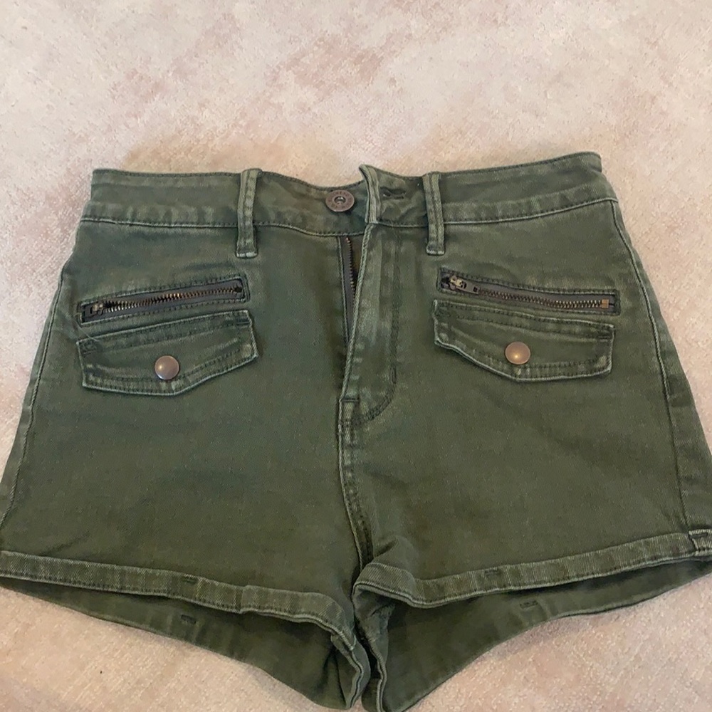 Olive green high waisted shorts